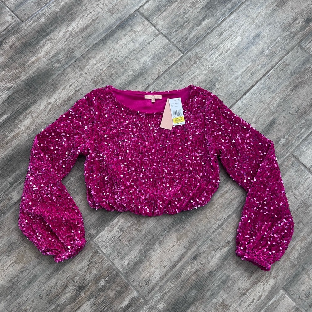 Pink Sequin Evolutionary Long Sleeve Top